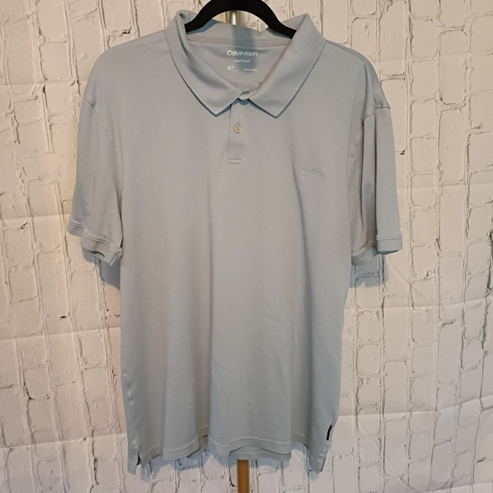 Men's XL Calvin Klein‎ Liquid Touch Short Sleeve Polo Shirt Soft Blue